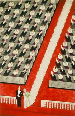 Peinture originale. Couverture du magazine Colliers publiée en 1933 - Illustration de mariage