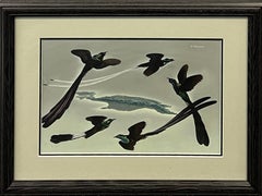 Original Painting Life Mag Published 1955 Birds Animals Illustration Mid Century