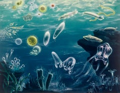 Original Painting. Life Mag Published 1953. Undersea Jellyfish American Scene