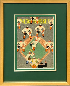 Original Painting. New Yorker Cover Proposal Baseball c. 1939 Modern Cubist Deco