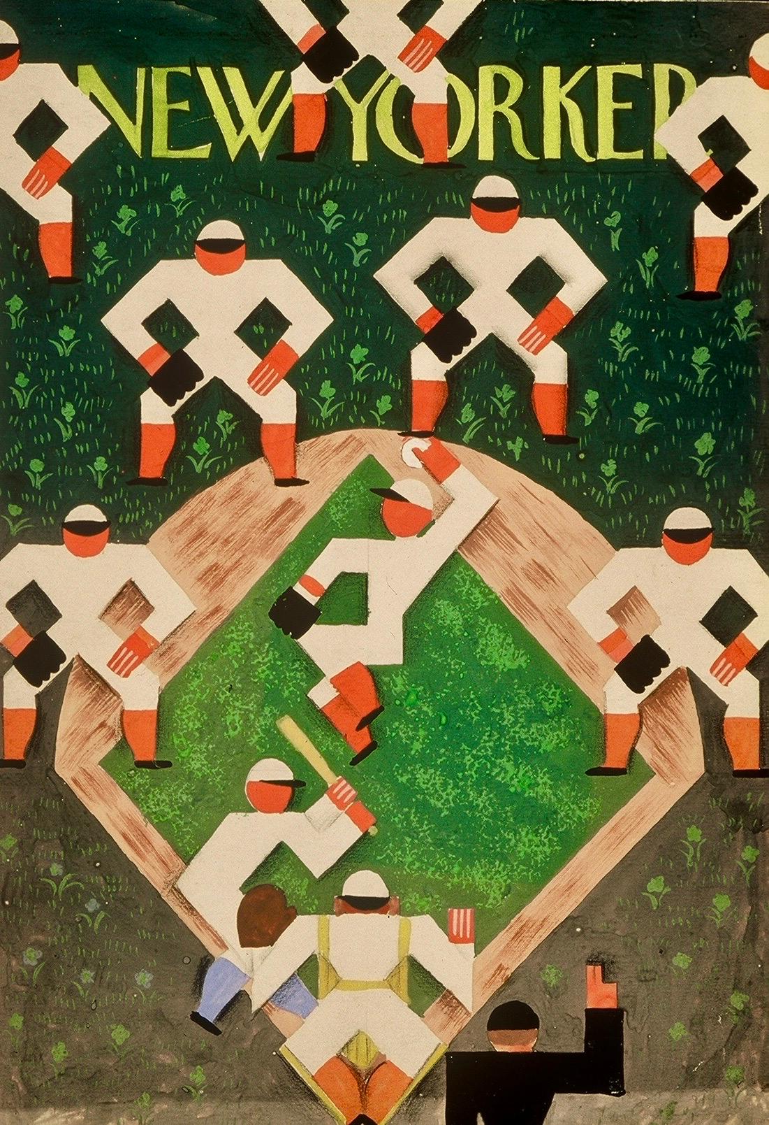 Original Painting. New Yorker Cover Proposal Baseball c. 1939 Modern Cubist Deco