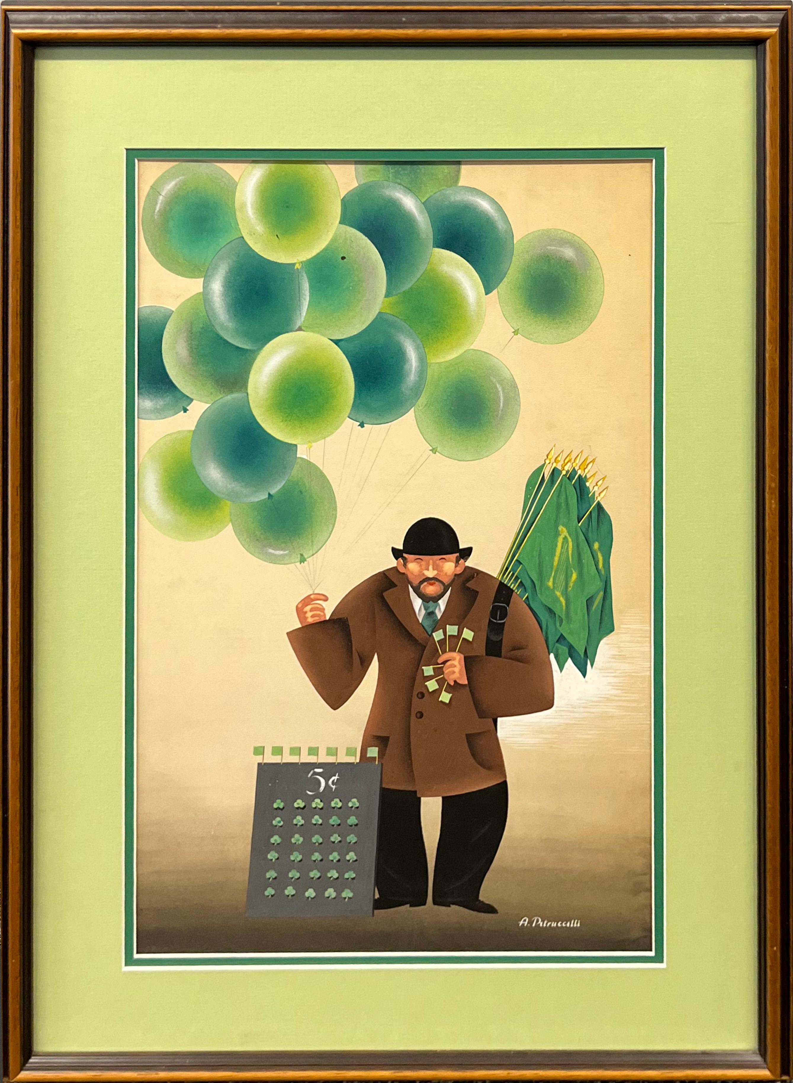 Pintura original. Día de San Patricio Irlandés Portada del New Yorker Propuesta American Modern - Art de Antonio Petruccelli
