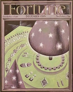 Pintura original publicada Fortune Mag Portada 1935 Joyas Joyería Ilustración