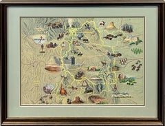 Western US Map Life Mag Published 1960 American Scene Mid Century Illustration