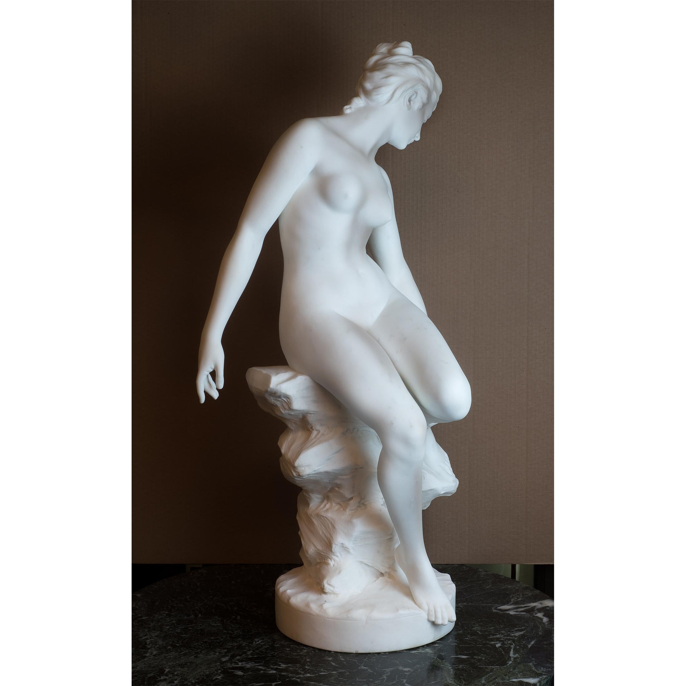 Female Figural Nude White Carrara Marble by Antonio Piazza 1