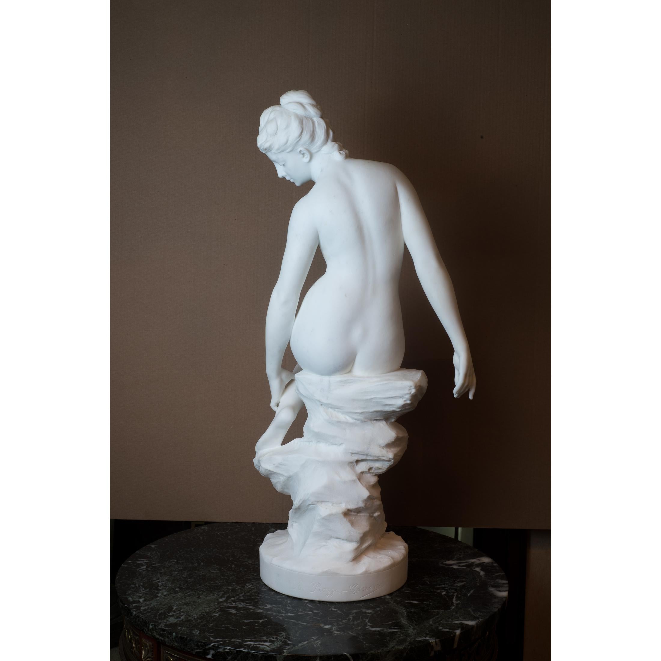 Female Figural Nude White Carrara Marble by Antonio Piazza 3