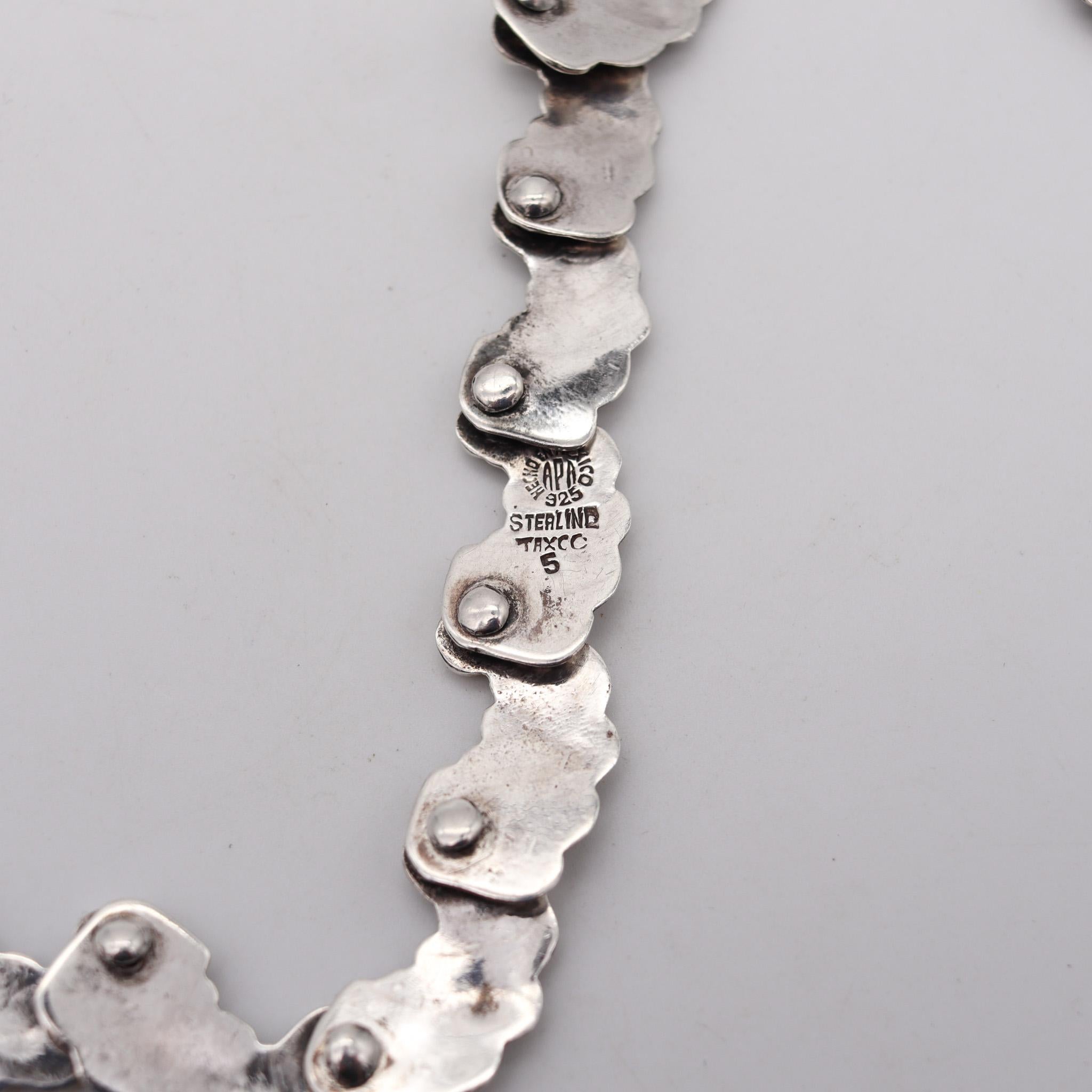 Aesthetic Movement Antonio Reina 1950 Mexican Taxco Organic Necklace In Solid .925 Sterling Silver For Sale