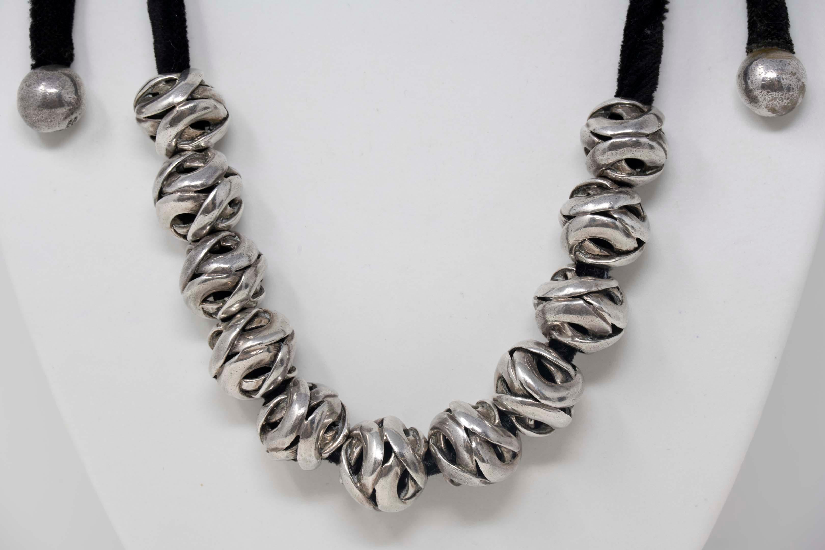 Antonio Pineda Mexiko 970 Silber Kugeln Halskette (Modernistisch)