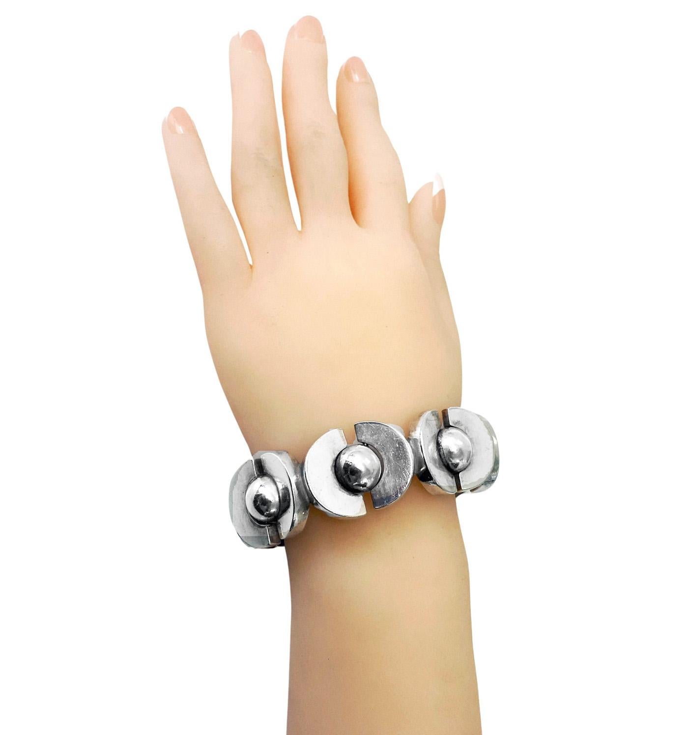 da uomo o donna Antoñio Pineda 970 std Bracciale Modernista del Mid Century in argento C.C. in vendita