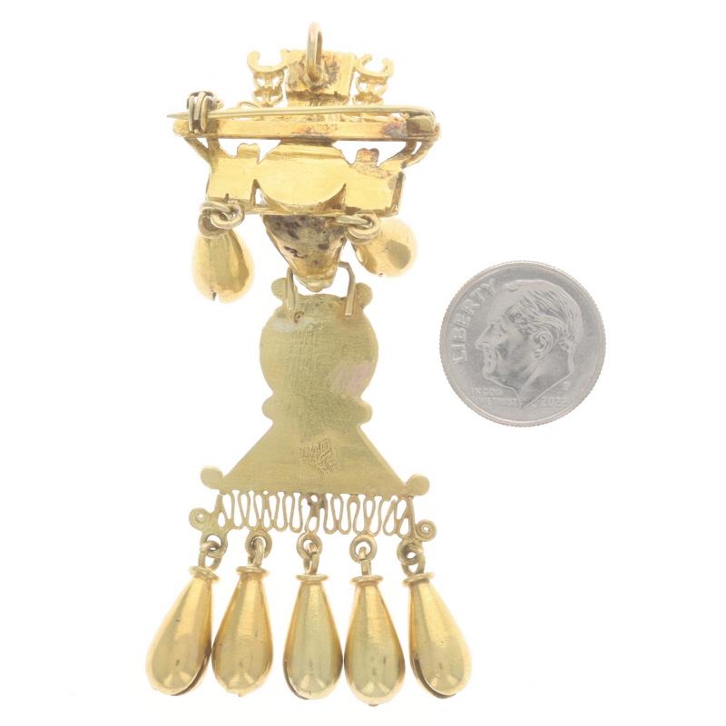 Antonio Pineda Eagle Head Dangle Brooch/Pendant Yellow Gold 14k Taxco Mexico Pin In Excellent Condition In Greensboro, NC