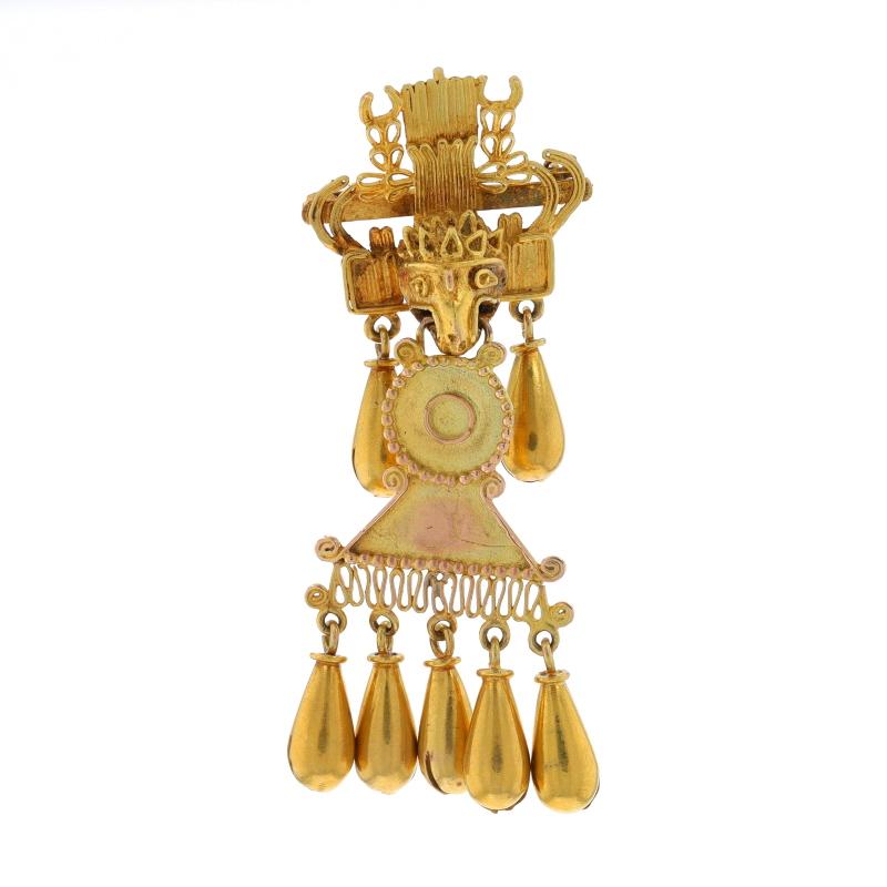 Women's or Men's Antonio Pineda Eagle Head Dangle Brooch/Pendant Yellow Gold 14k Taxco Mexico Pin For Sale