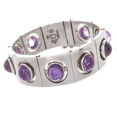 Antonio Pineda Heavy Sterling and Amethyst Vintage Bracelet