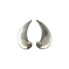 Antonio Pineda Mexico 970 Silver Wave Design Screwback Earrings