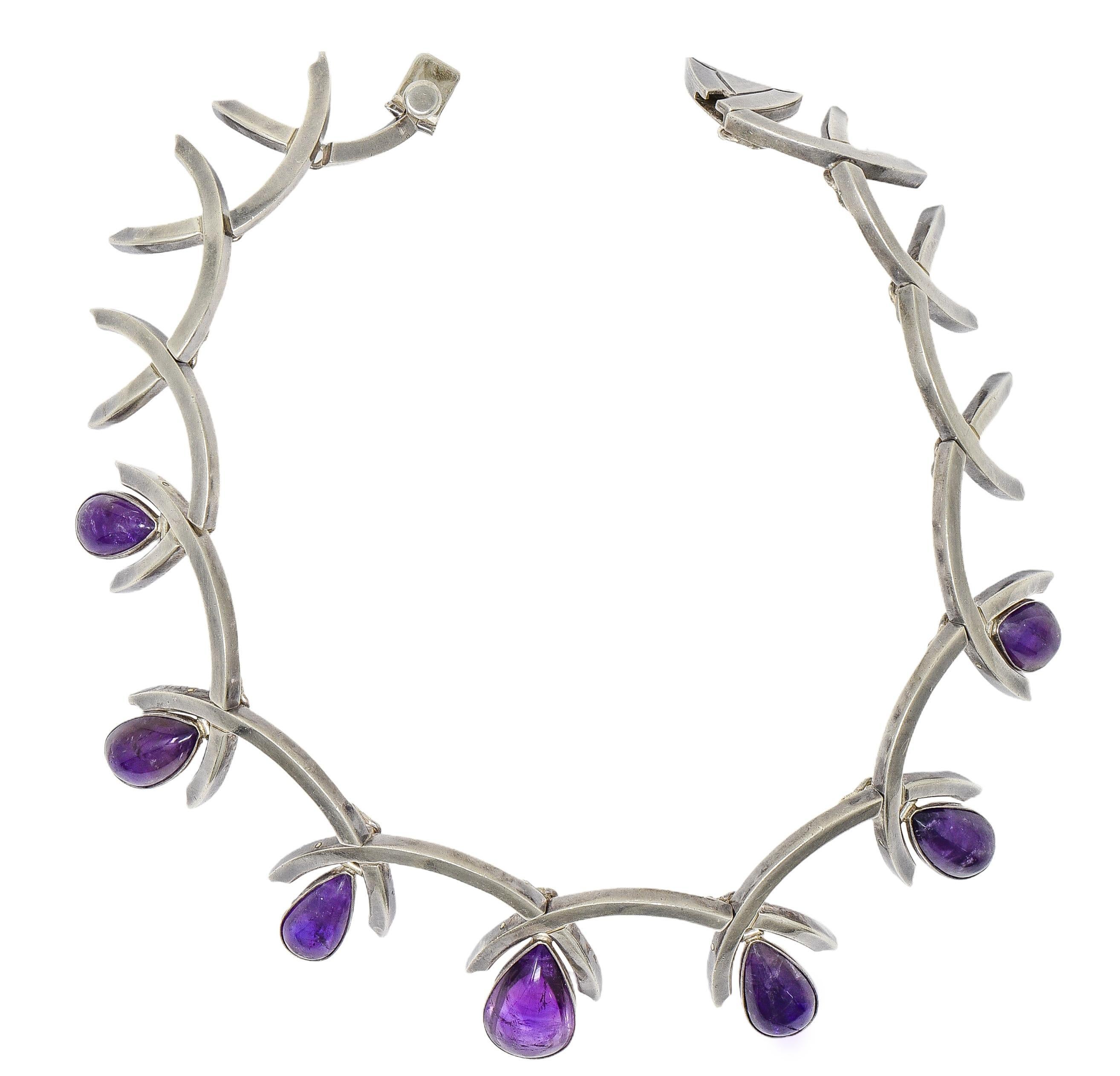 Antonio Pineda - Collana con frange vintage in argento e ametista del Mid-Century Modernist in vendita 4
