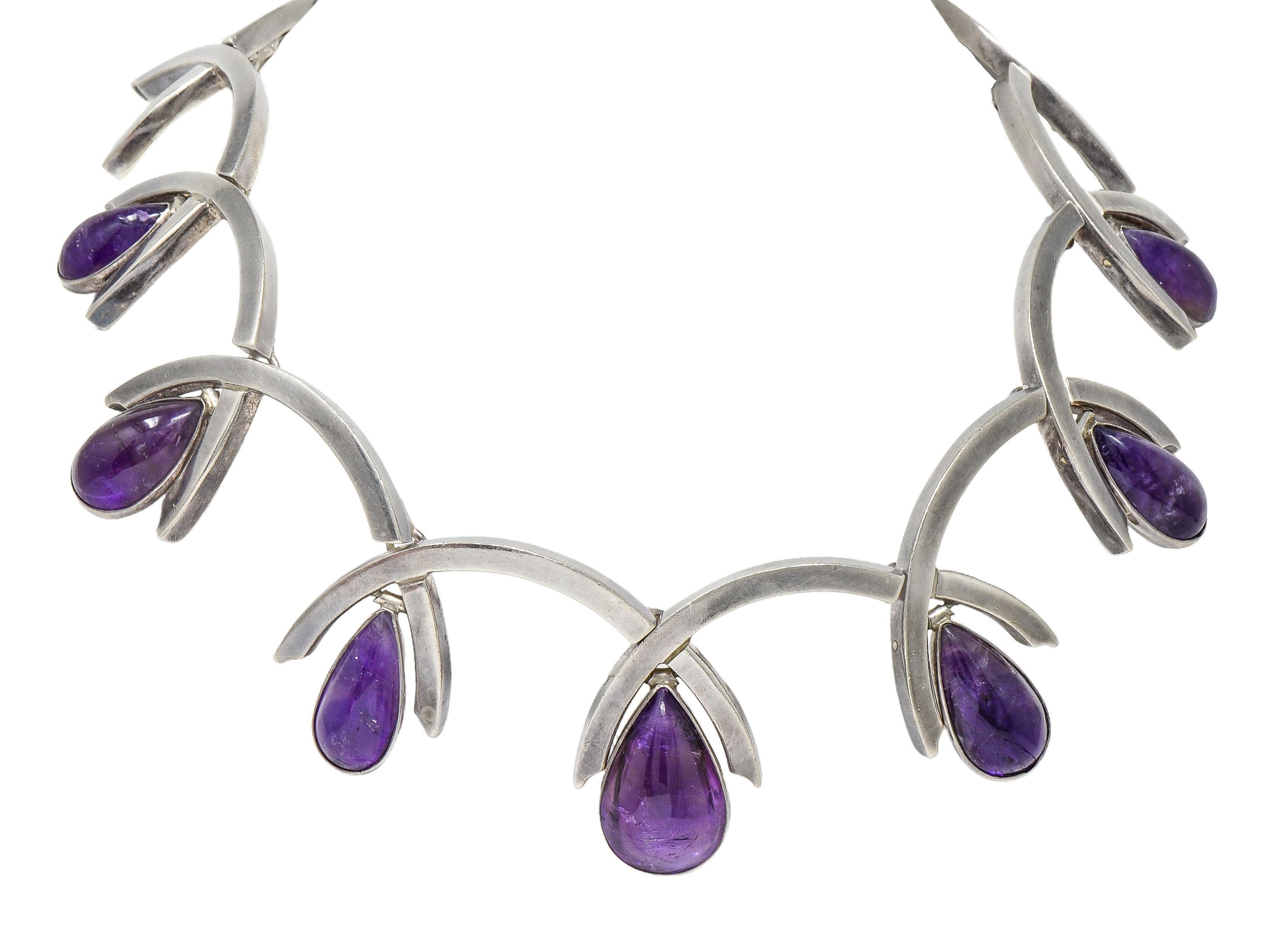 Antonio Pineda - Collana con frange vintage in argento e ametista del Mid-Century Modernist in vendita 3