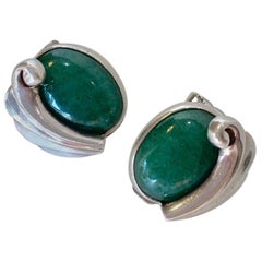 Vintage Antonio Pineda Silver and Aventurine Quartz Earrings