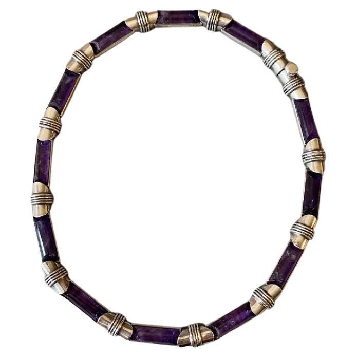 Antonio Pineda Sterling Silver and Amethyst Necklace For Sale
