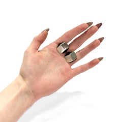 Antonio Pineda Manschettenknöpfe aus Sterling Silber und Onyx Mexikanische Op-Art Modernist