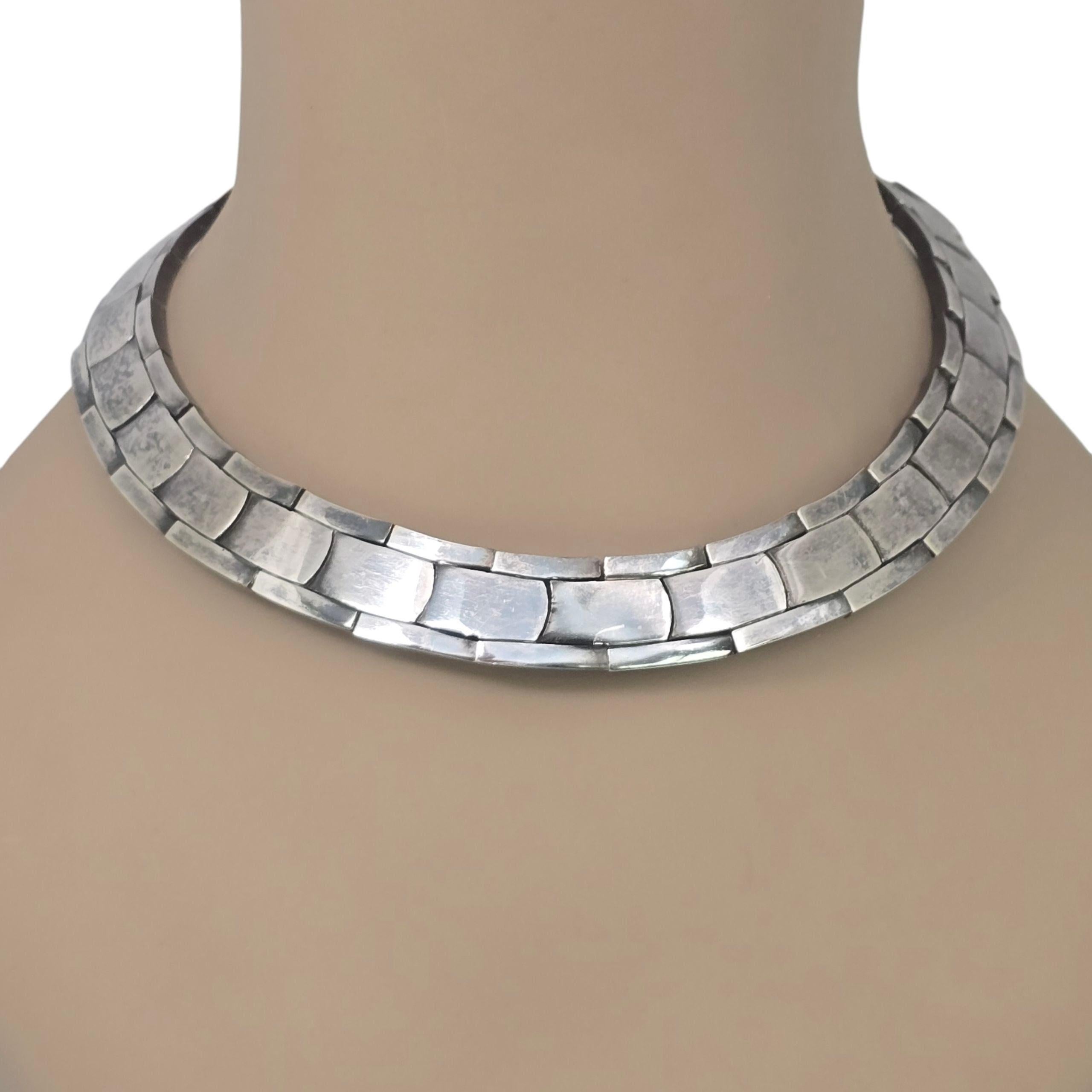 Antonio Pineda Taxco Mexico 970 Pannello d'argento Sterling Link Collana 22485 in vendita 5