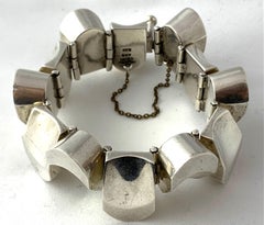 Pulsera "Huella del Pulgar" Modernista de mediados de siglo de plata de ley de Taxco Antoñio Pineda