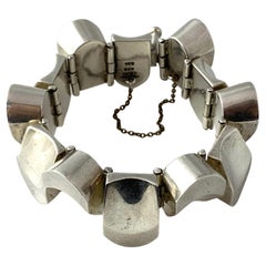 Antoñio Pineda Taxco Sterling Silver MidCentury Modernist "Thumbprint" Bracelet