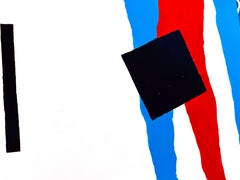 Minimalist Geometric Abstract Painting Red Blue Black Mediterranean oil canvas