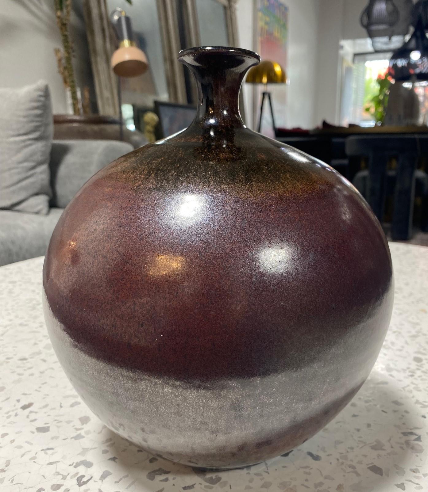 Glazed Antonio Prieto Signed Mid-Century Modern California Studio Pottery Large Vase For Sale