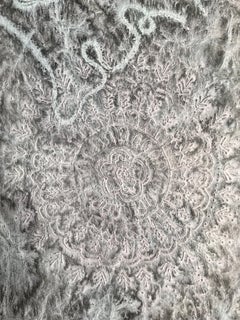 Cincuenta 4: framed sumi ink painting on handmade paper from India w/ medallion