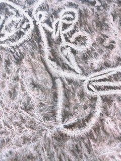 Cincuenta 4: sumi ink painting on textured handmade paper from India; pink, gray