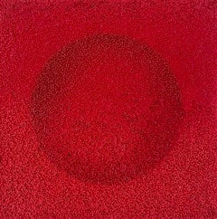 Tantra 11: minimalist abstract mandala sculpture painting, red circle