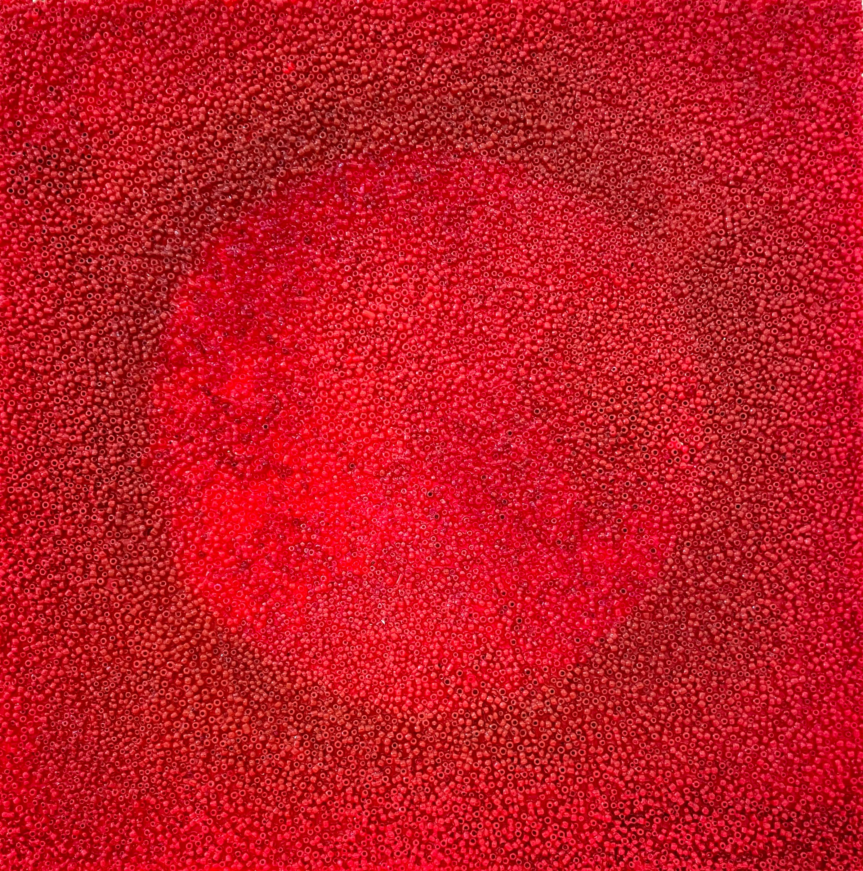Tantra 14: minimalistische abstrakte, spirituelle Mandala-Skulptur-Gemälde, roter Kreis