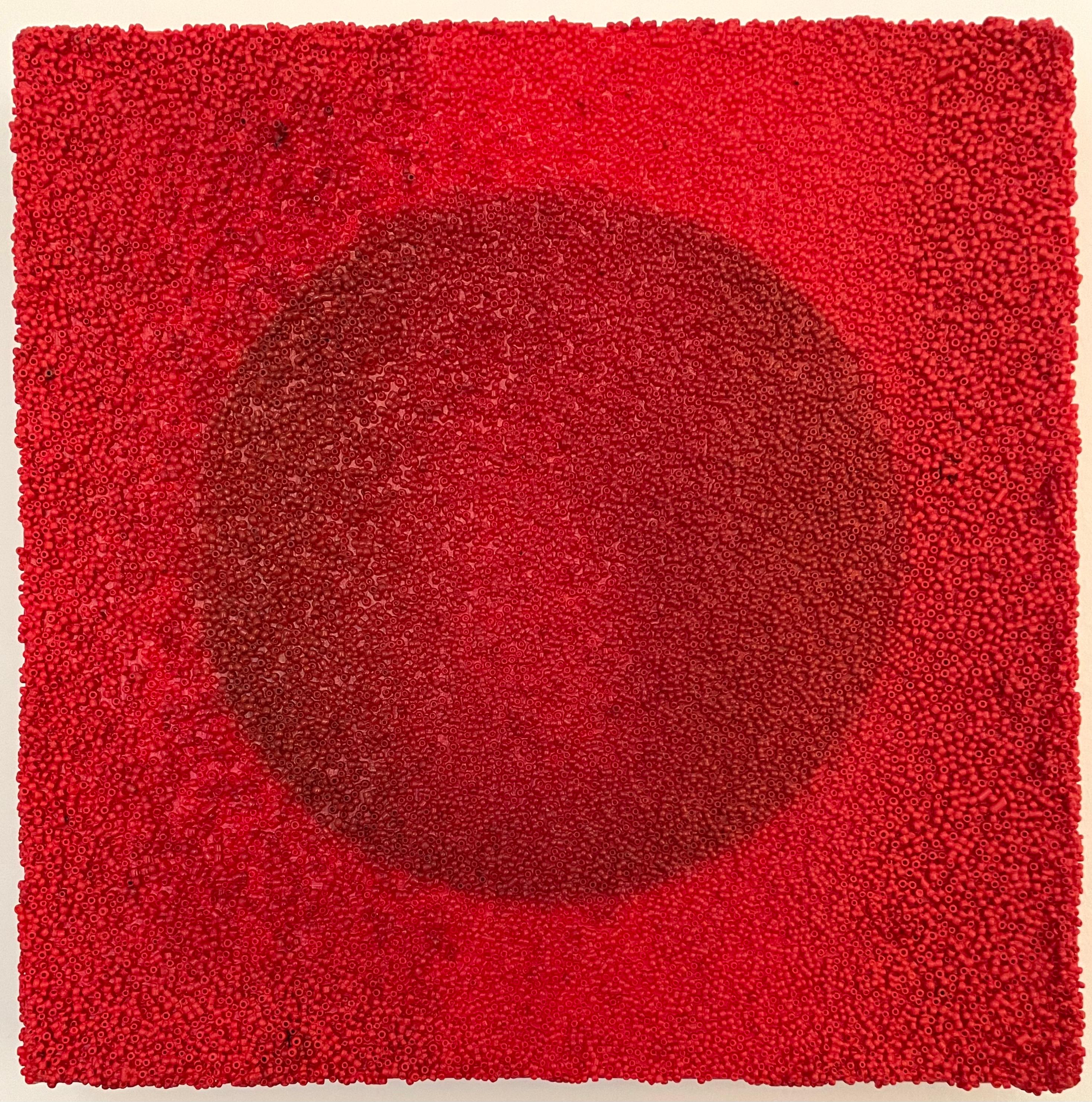 Antonio Puri Abstract Sculpture - Tantra 45: minimalist abstract Pop Art mandala sculpture painting, red circles