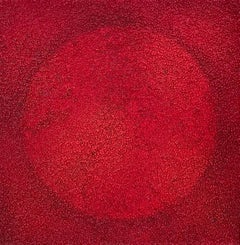Tantra 48: minimalist abstract spiritual mandala sculpture painting, red circles