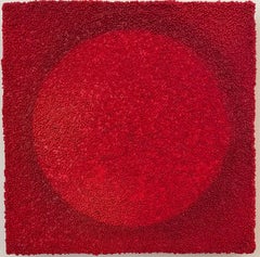 Tantra 57: minimalist abstract mandala sculpture painting, red circles