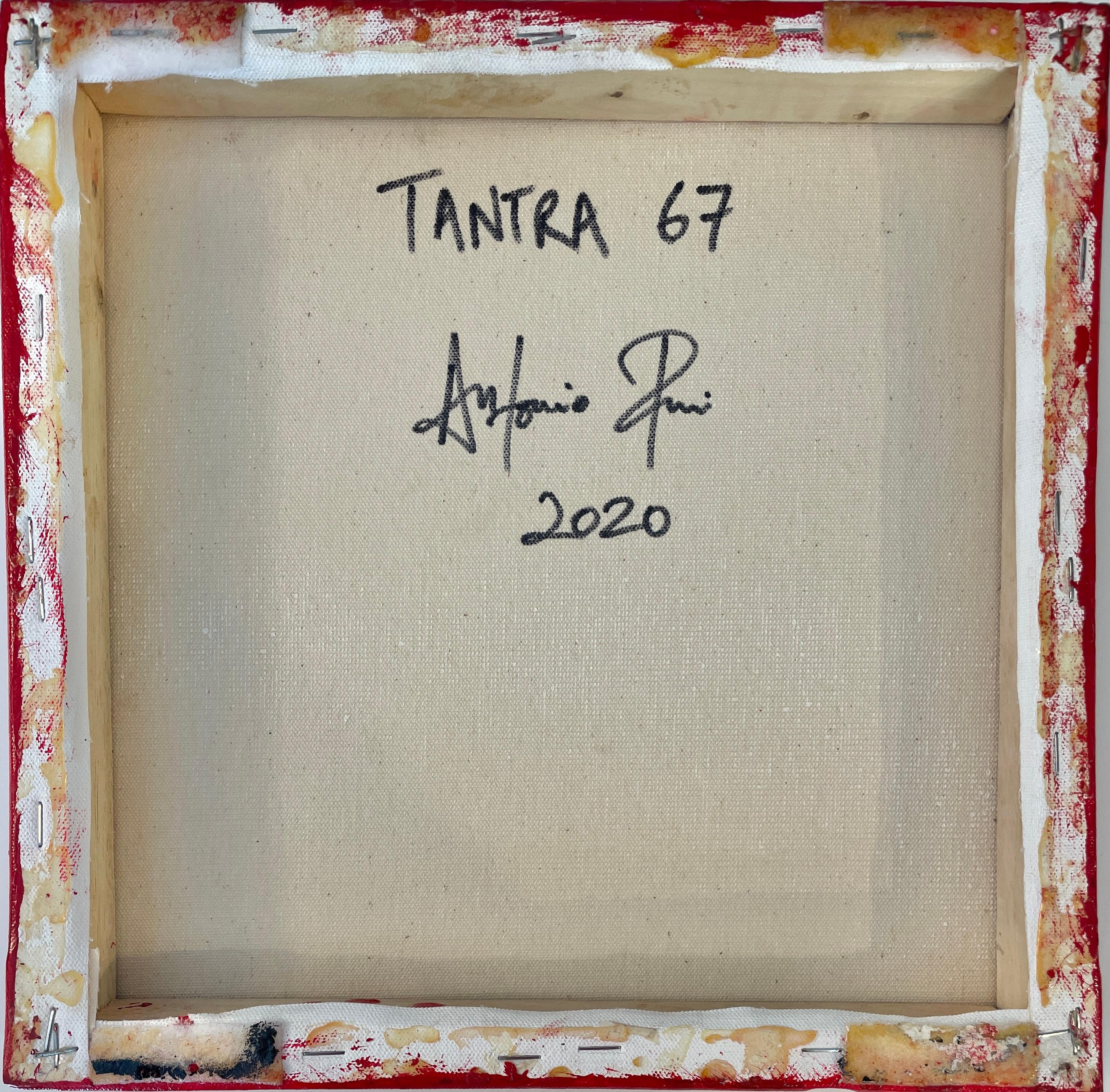 Tantra 67: minimalist abstract spiritual mandala sculpture painting, red circles 5