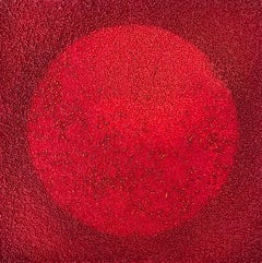 Tantra 67: minimalist abstract spiritual mandala sculpture painting, red circles