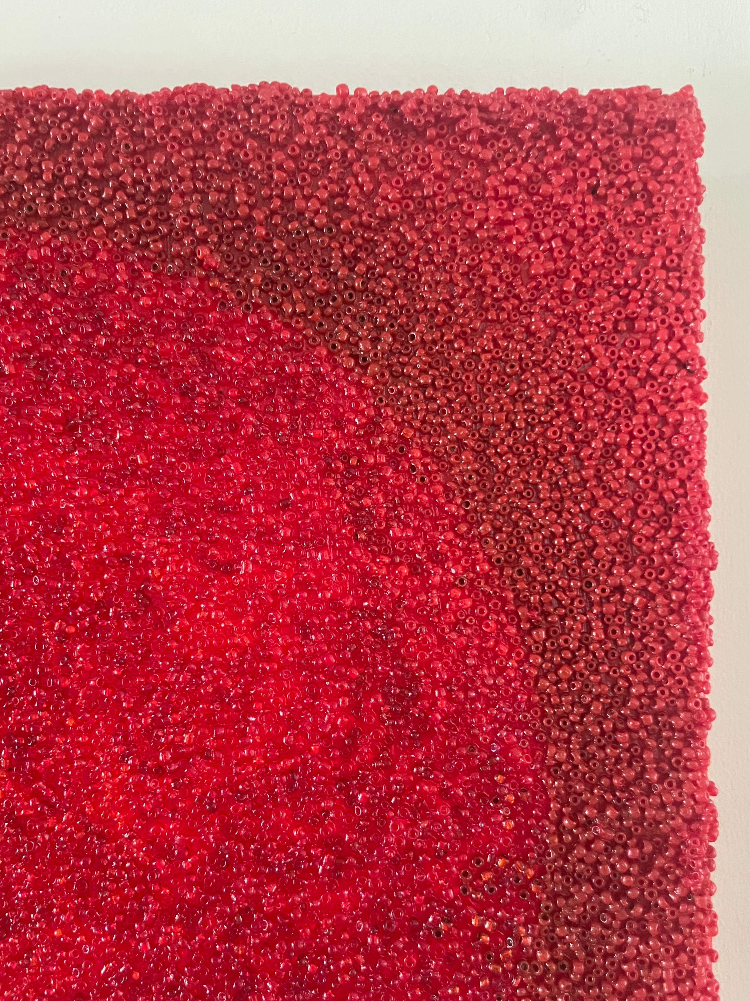 Tantra 72: pintura escultura mandala espiritual abstracta minimalista, círculo rojo - Painting de Antonio Puri