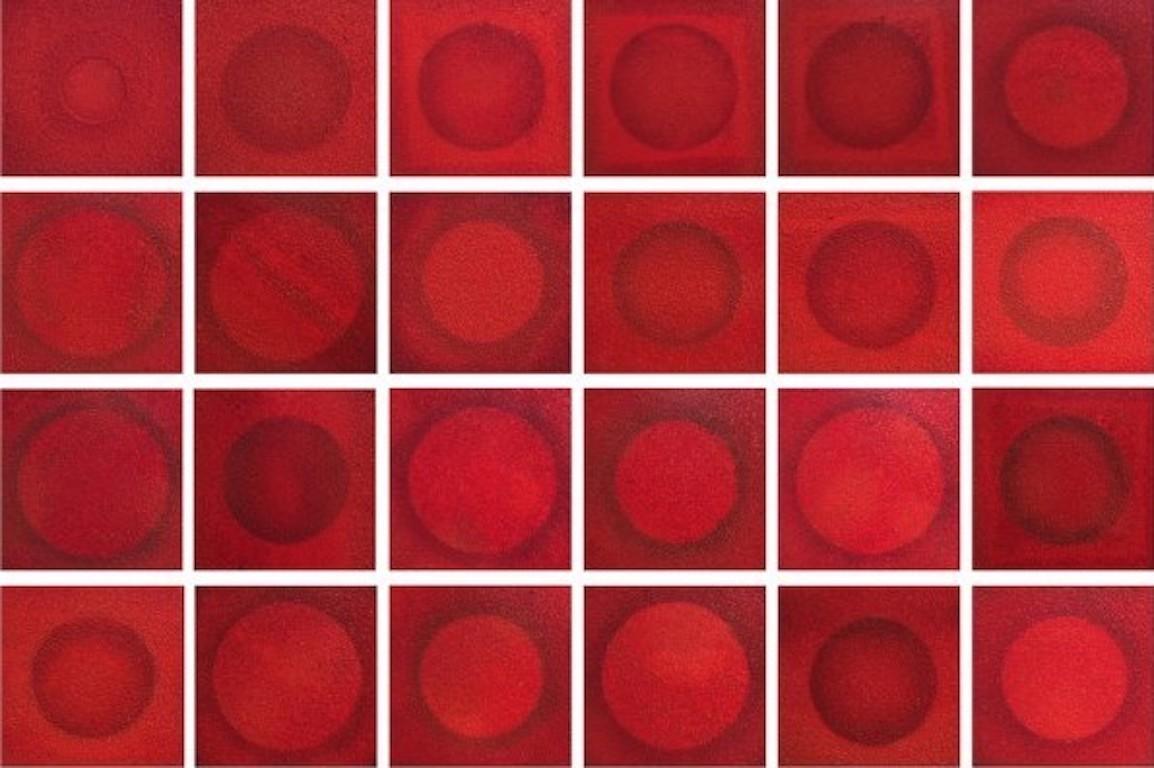 Tantra 72: pintura escultura mandala espiritual abstracta minimalista, círculo rojo en venta 4