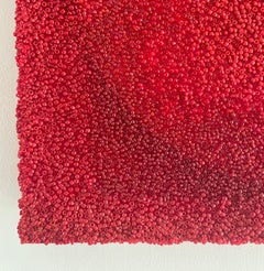 Tantra 88: abstract spiritual mandala circle sculpture painting with red beads