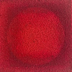 Tantra 88: abstract spiritual mandala circle sculpture painting with red beads