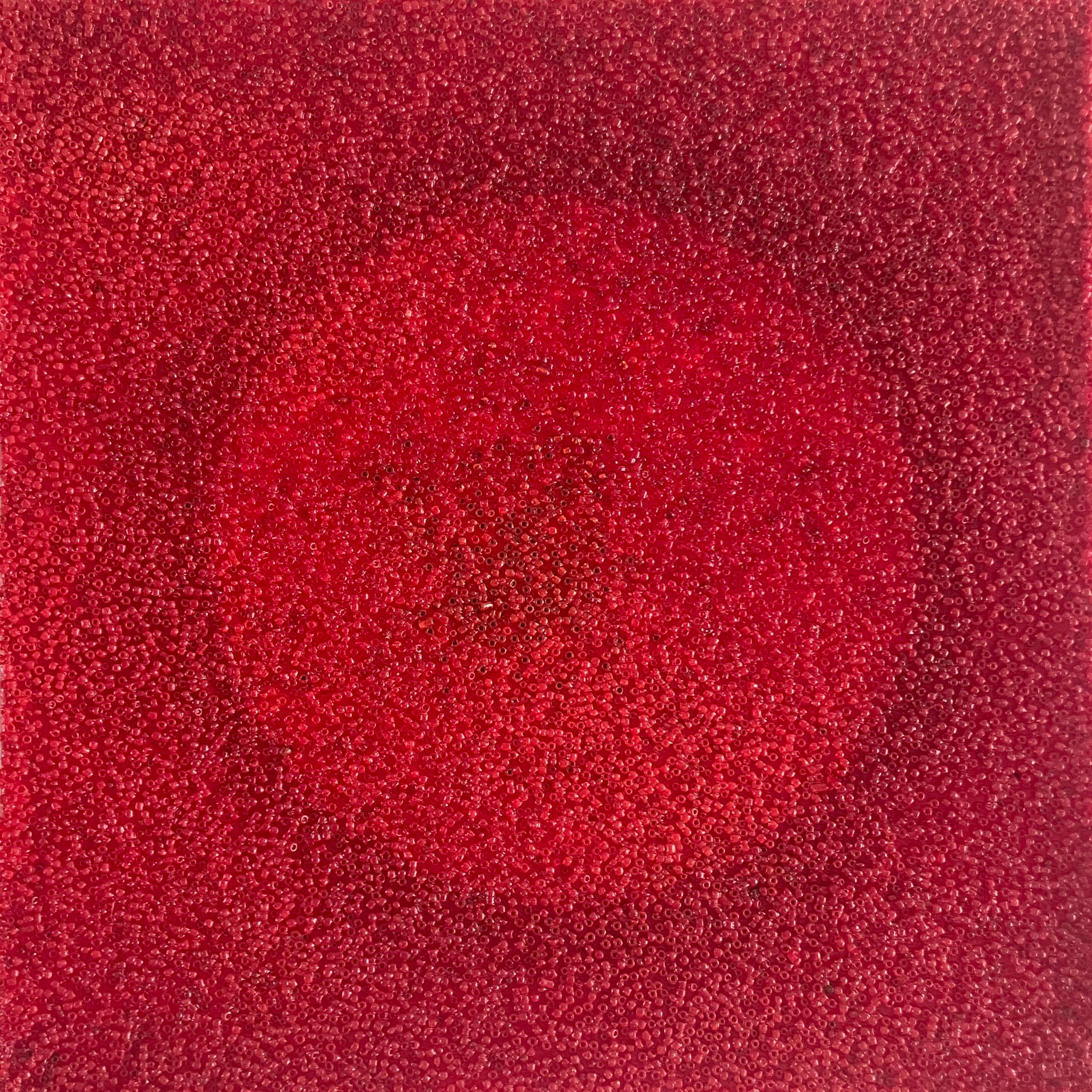 Tantra 9: abstracto India espiritual mandala círculo escultura pintura, cuentas rojas