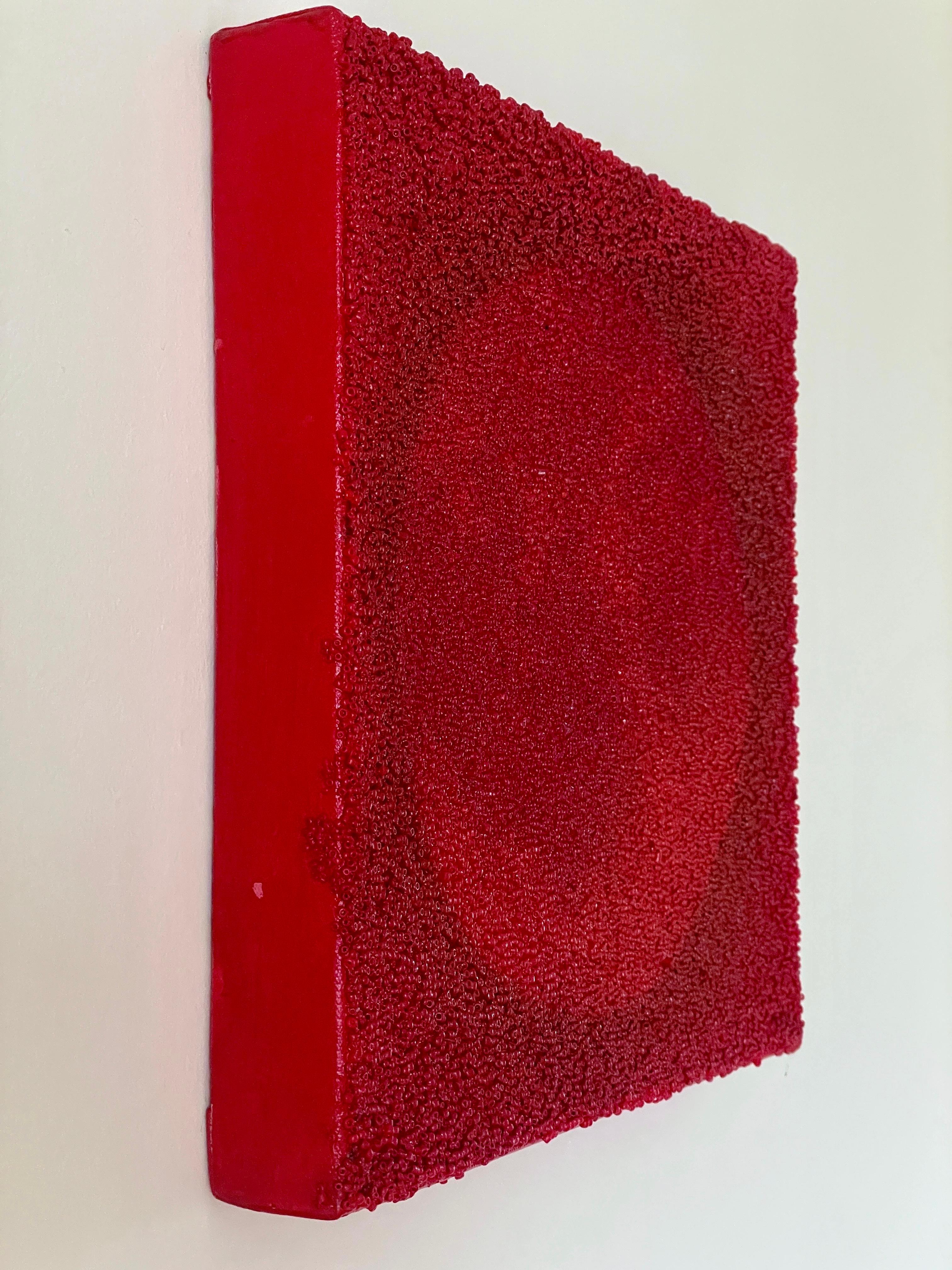 Tantra 92 : peinture de mandala spirituel abstrait et minimaliste, cercle rouge - Abstrait Sculpture par Antonio Puri