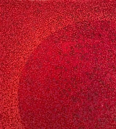 Tantra 98: minimalist abstract spiritual mandala sculpture painting, red circle