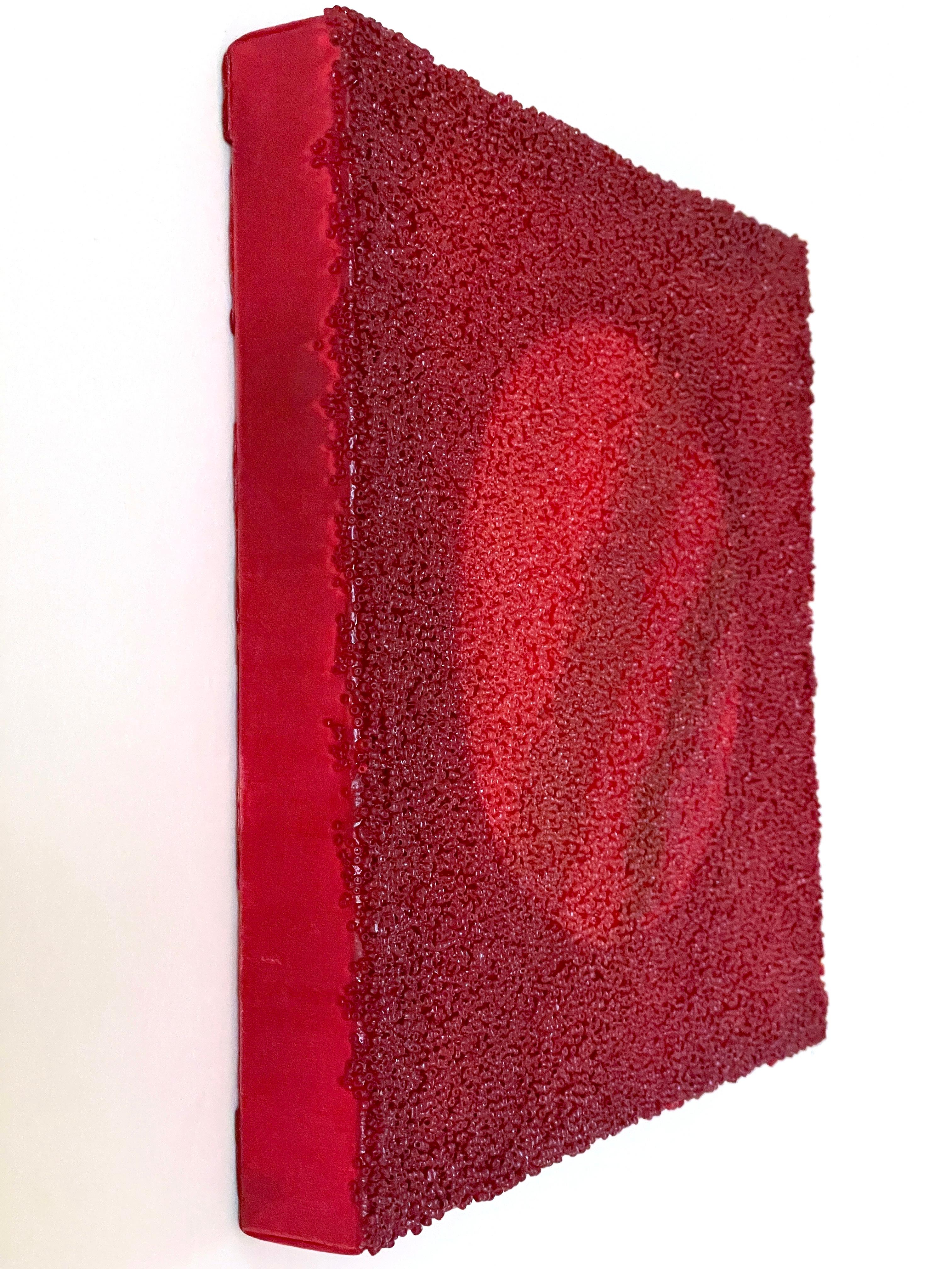 Tantra 99: pintura escultura mandala abstracta minimalista, planeta círculo rojo - Painting de Antonio Puri