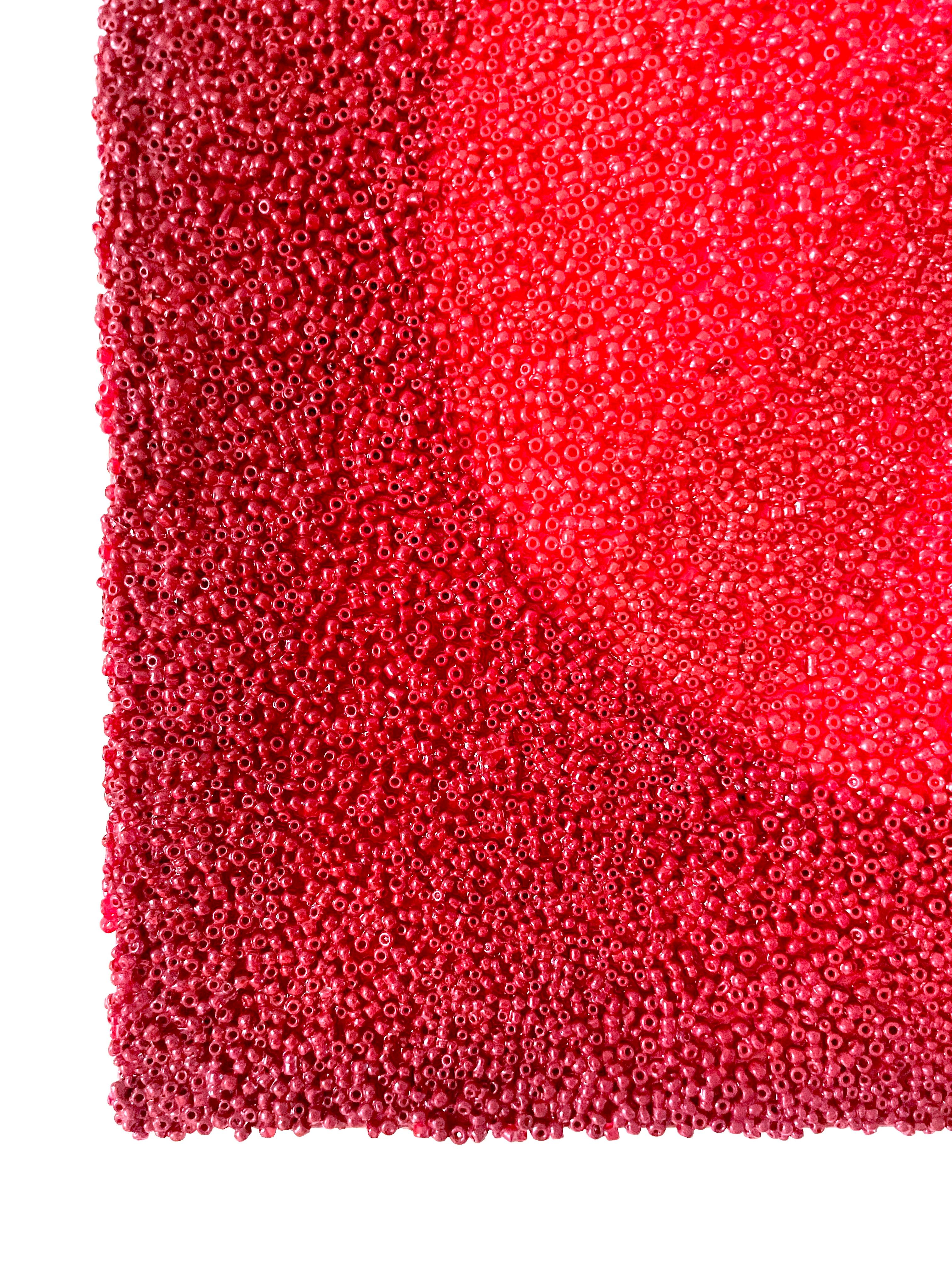 Tantra 99: pintura escultura mandala abstracta minimalista, planeta círculo rojo - Painting Abstracto de Antonio Puri