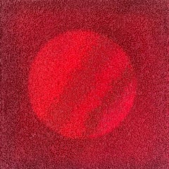 Tantra 99: minimalist abstract mandala sculpture painting, red circle planet