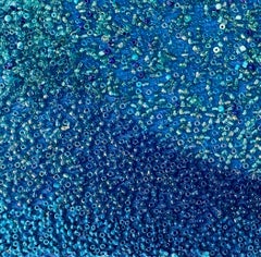 Tantra in Blue #11: minimalist abstract sculpture / painting w/ madala circles