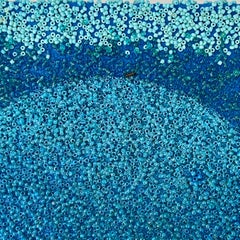 Tantra in Blue n°12 : sculpture/peinture abstraite minimaliste avec cercles madala