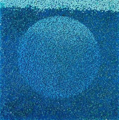 Tantra en Azul nº 12: escultura / pintura abstracta minimalista con círculos de madala