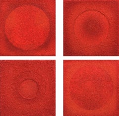 Tantra series: suite of 4 red minimalist Pop Art mandala sculptural paintings